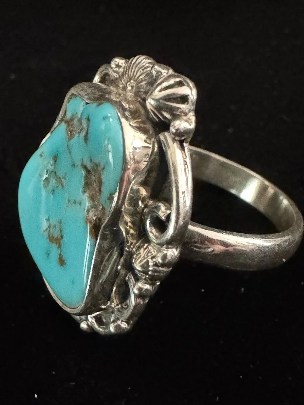 Genuine Kingman Turquoise Stone sterling‎ Silver statement Ring